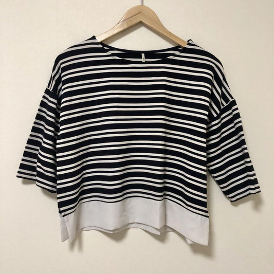 マルレーヌ ジョベル MARLENE JOBERT カットソー 七分袖 M ボーダー柄 白 / ホワイト / X 紺 / ネイビー /  レディース USED 古着 中古 10004760