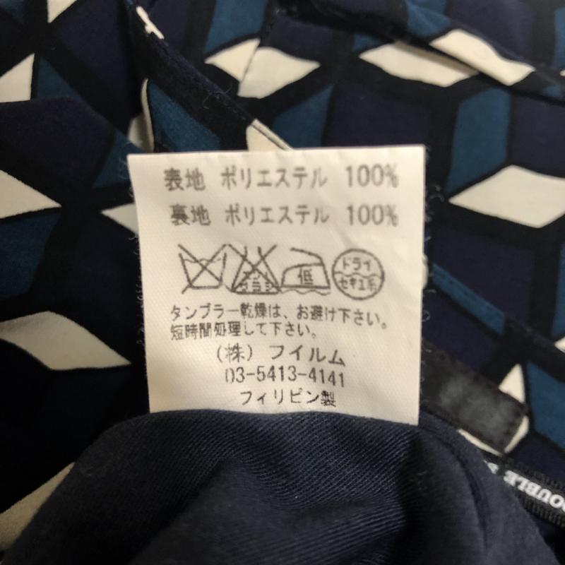 ソブ SOV. スカート ひざ丈スカート 38 幾何柄 紺 / ネイビー / X インディゴ / インディゴ / X 白 / ホワイト /  レディース USED 古着 中古 10004782