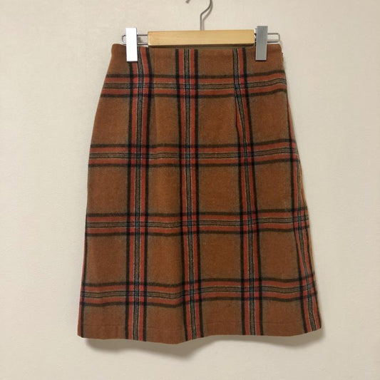 ヨーロ YOLO スカート ひざ丈スカート 38 チェック 茶 / ブラウン / X 橙 / オレンジ / X 黒 / ブラック /  レディース USED 古着 中古 10004783