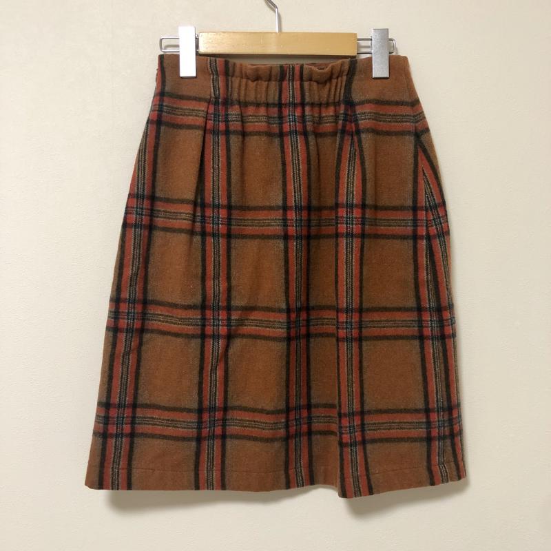 ヨーロ YOLO スカート ひざ丈スカート 38 チェック 茶 / ブラウン / X 橙 / オレンジ / X 黒 / ブラック /  レディース USED 古着 中古 10004783