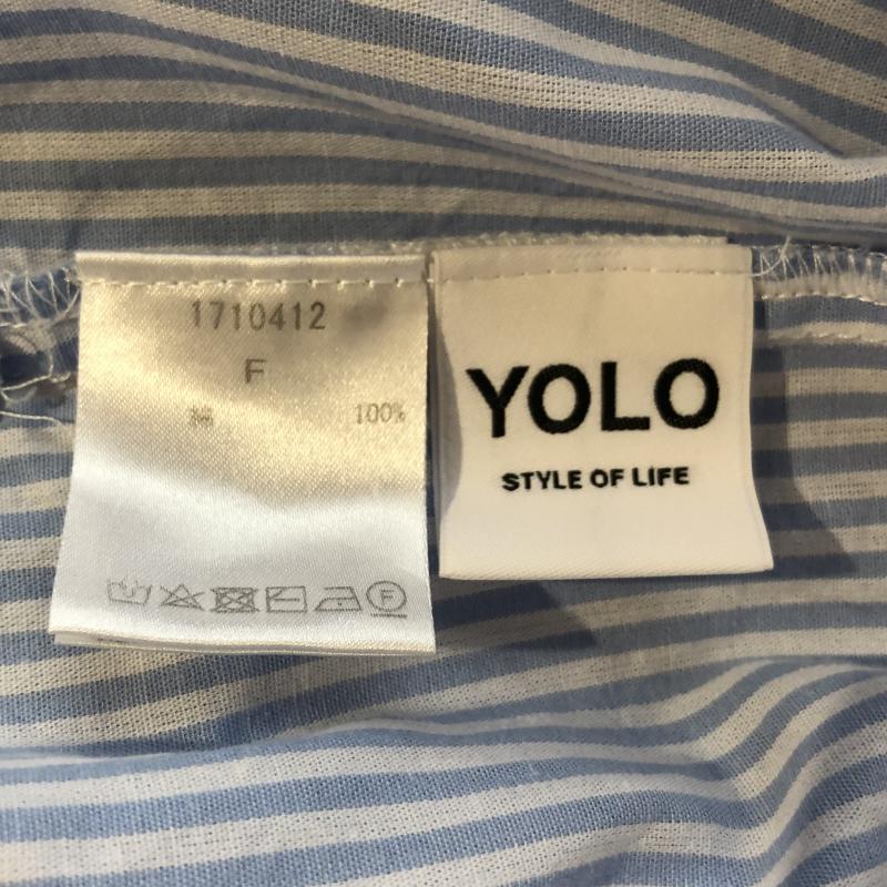ヨーロ YOLO シャツ、ブラウス 長袖 FREE ストライプ 青 / ブルー / X 白 / ホワイト /  レディース USED 古着 中古 10004934