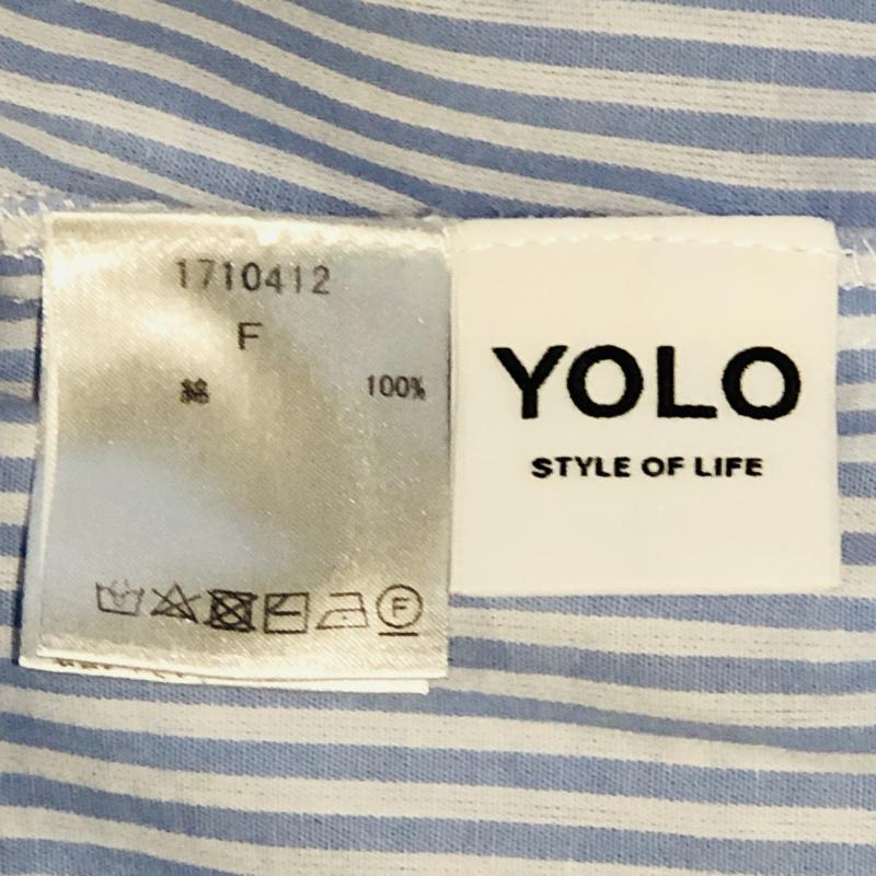 ヨーロ YOLO シャツ、ブラウス 長袖 FREE ストライプ 青 / ブルー / X 白 / ホワイト /  レディース USED 古着 中古 10004936