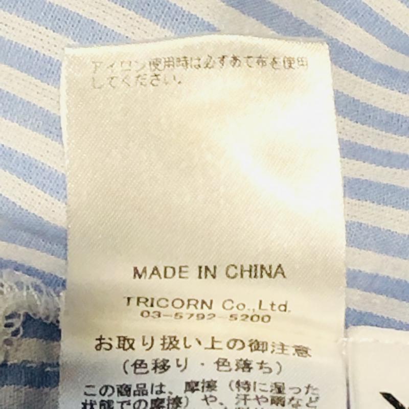 ヨーロ YOLO シャツ、ブラウス 長袖 FREE ストライプ 青 / ブルー / X 白 / ホワイト /  レディース USED 古着 中古 10004936