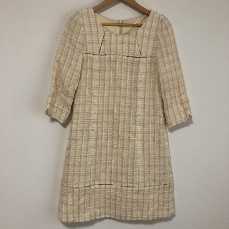 ルゥデルゥ Rew de Rew ワンピース ひざ丈スカート S チェック ベージュ / ベージュ /  レディース USED 古着 中古 10005188