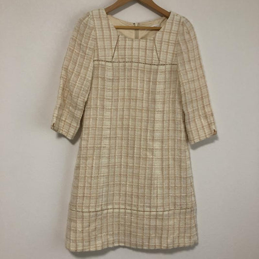 ルゥデルゥ Rew de Rew ワンピース ひざ丈スカート S チェック ベージュ / ベージュ /  レディース USED 古着 中古 10005188