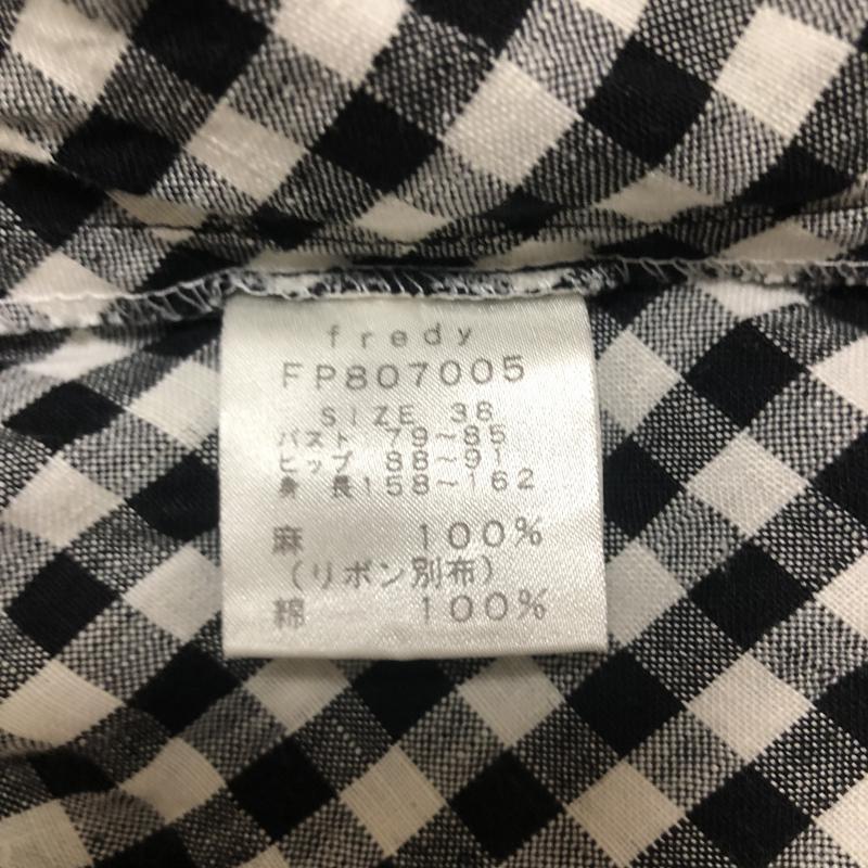 フレディ エミュ fredy emue ワンピース ひざ丈スカート 38 チェック 白 / ホワイト / X 黒 / ブラック /  レディース USED 古着 中古 10005340