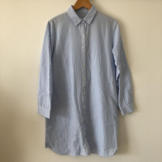 ヨーロ YOLO ワンピース ひざ丈スカート FREE ストライプ 白 / ホワイト / X 青 / ブルー /  レディース USED 古着 中古 10005377
