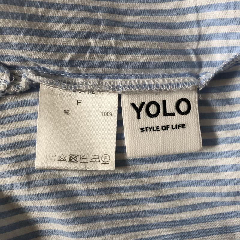 ヨーロ YOLO ワンピース ひざ丈スカート FREE ストライプ 白 / ホワイト / X 青 / ブルー /  レディース USED 古着 中古 10005377