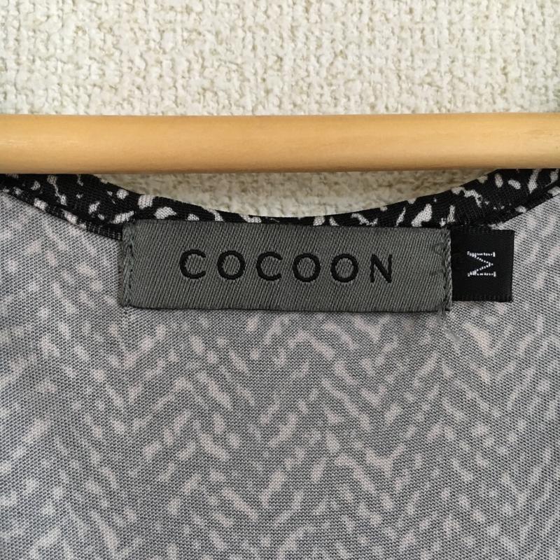 コクーン COCOON ワンピース ひざ丈スカート M 幾何柄 白 / ホワイト / X 黒 / ブラック /  レディース USED 古着 中古 10005577