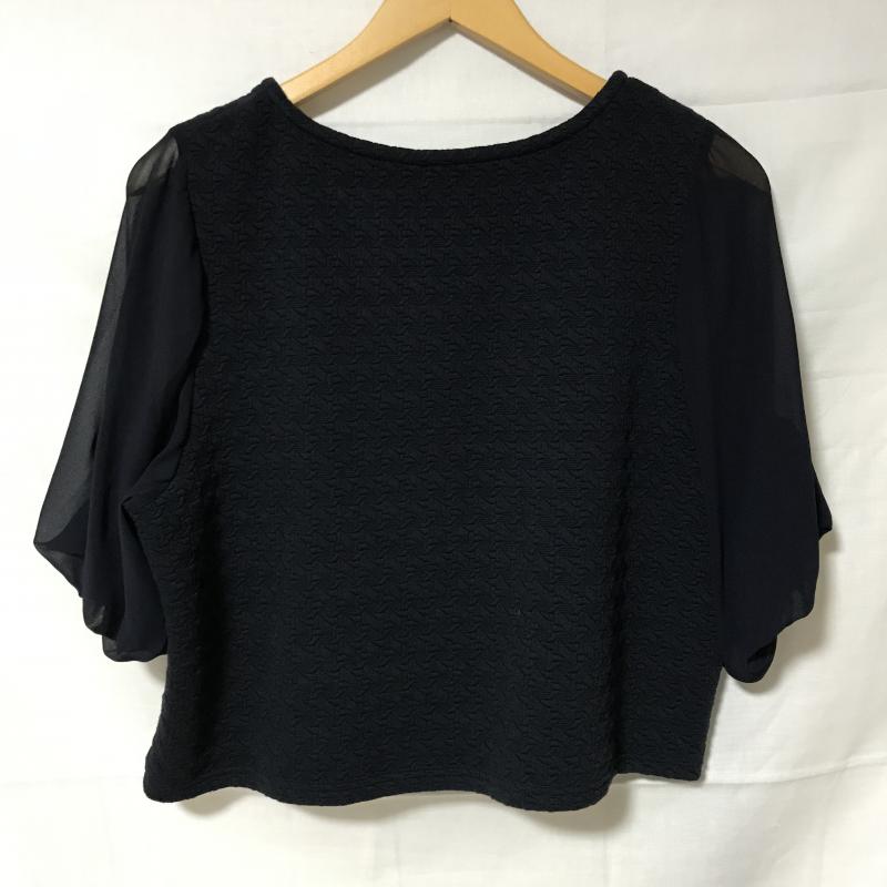 ヨーロ YOLO シャツ、ブラウス 七分袖 36 千鳥格子 X 無地 紺 / ネイビー /  レディース USED 古着 中古 10005870