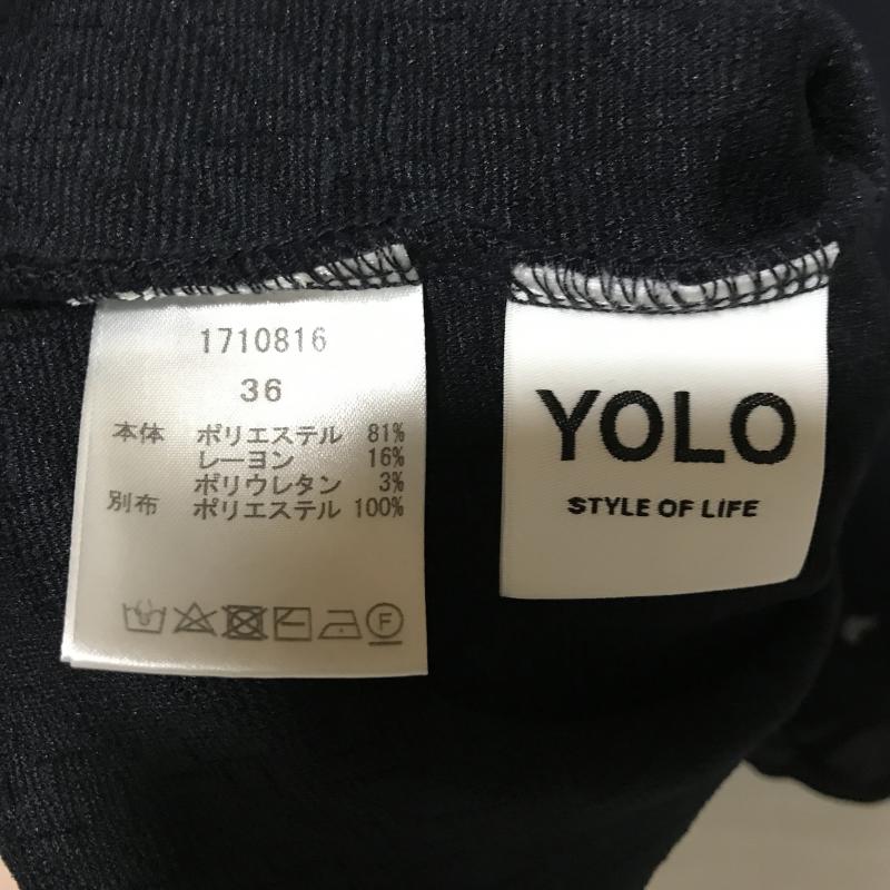 ヨーロ YOLO シャツ、ブラウス 七分袖 36 千鳥格子 X 無地 紺 / ネイビー /  レディース USED 古着 中古 10005870
