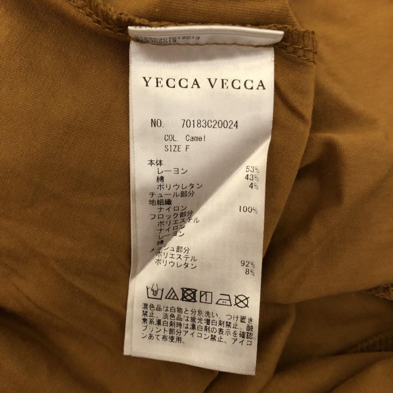イェッカ ヴェッカ YECCA VECCA カットソー 七分袖 FREE 刺繍 X 無地 黒 / ブラック / X 茶 / ブラウン /  レディース USED 古着 中古 10005943