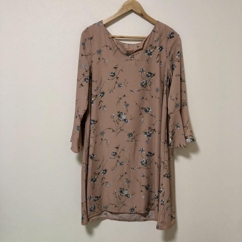 ヨーロ YOLO ワンピース ひざ丈スカート 38 花柄 茶 / ブラウン /  レディース USED 古着 中古 10006073