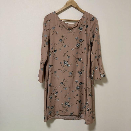 ヨーロ YOLO ワンピース ひざ丈スカート 38 花柄 茶 / ブラウン /  レディース USED 古着 中古 10006073