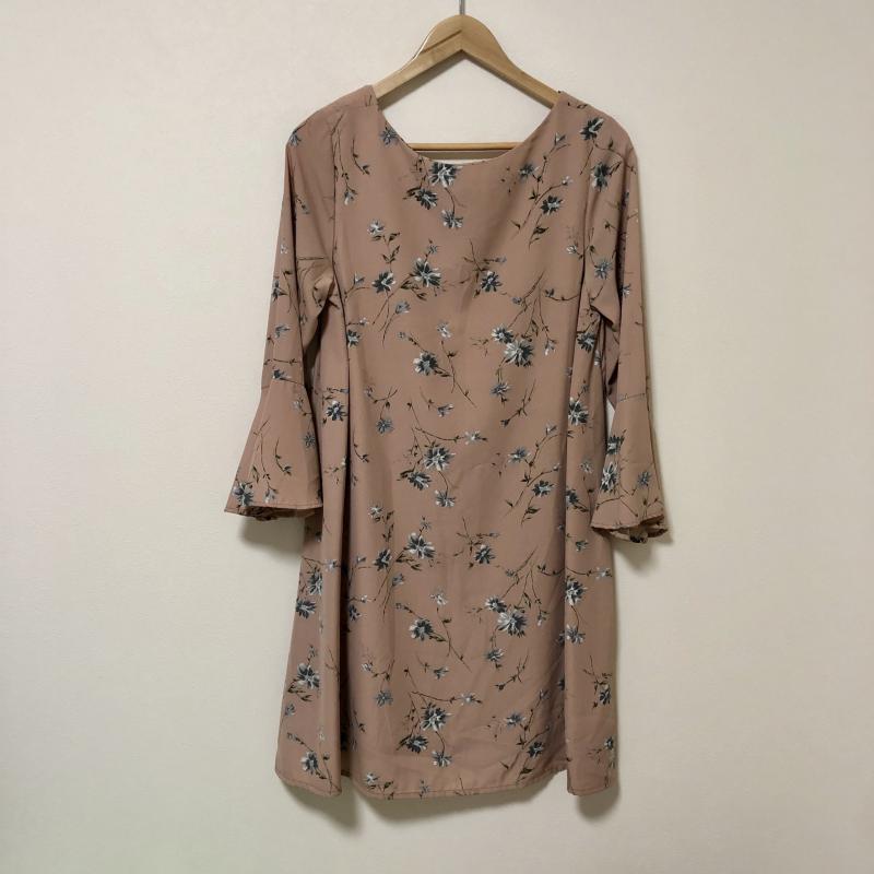 ヨーロ YOLO ワンピース ひざ丈スカート 38 花柄 茶 / ブラウン /  レディース USED 古着 中古 10006073