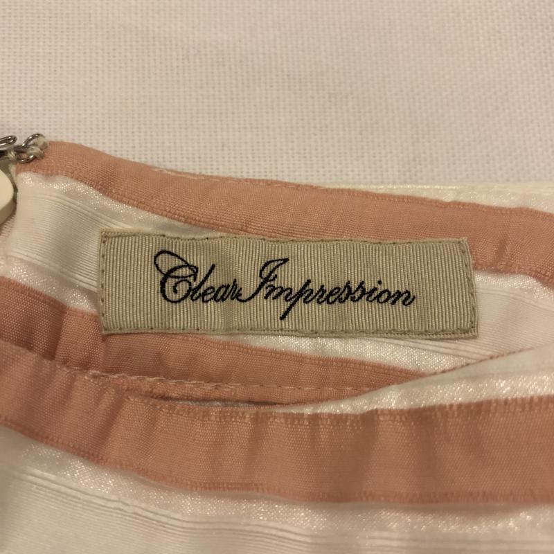 クリアインプレッション CLEAR IMPRESSION スカート ひざ丈スカート 1 ボーダー柄 白 / ホワイト / X 桃 / ピンク /  レディース USED 古着 中古 10006121