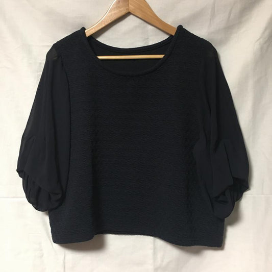 ヨーロ YOLO シャツ、ブラウス 七分袖 38 無地 紺 / ネイビー /  レディース USED 古着 中古 10006457