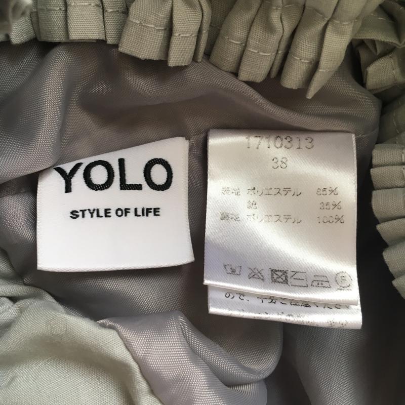 ヨーロ YOLO スカート ひざ丈スカート プリーツスカート 38 無地 灰 / グレー /  レディース USED 古着 中古 10006467