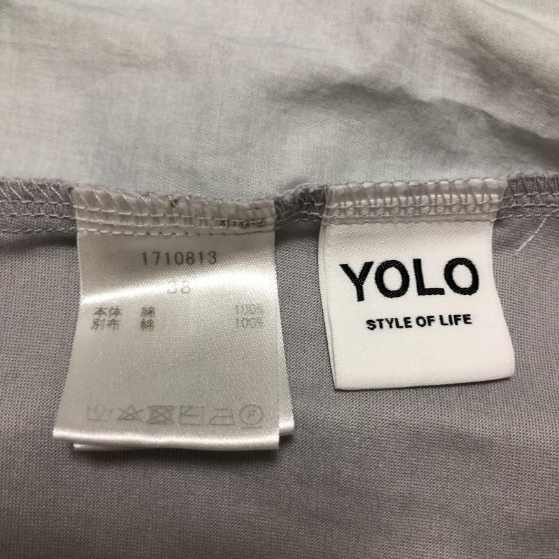 ヨーロ YOLO カットソー 半袖 38 無地 灰 / グレー / X 青 / ブルー /  レディース USED 古着 中古 10006689