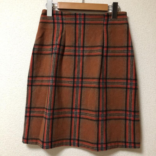 ヨーロ YOLO スカート ひざ丈スカート 38 チェック 茶 / ブラウン / X 赤 / レッド / X マルチカラー / マルチカラー /  レディース USED 古着 中古 10006710