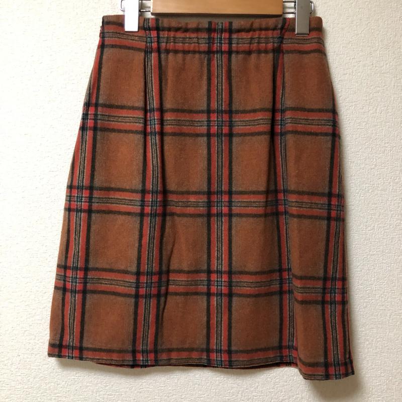 ヨーロ YOLO スカート ひざ丈スカート 38 チェック 茶 / ブラウン / X 赤 / レッド / X マルチカラー / マルチカラー /  レディース USED 古着 中古 10006710
