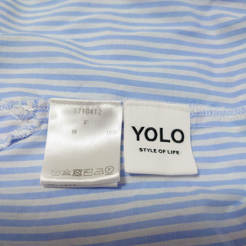 ヨーロ YOLO ワンピース ひざ丈スカート FREE ボーダー柄 白 / ホワイト / X 青 / ブルー /  レディース USED 古着 中古 10006731