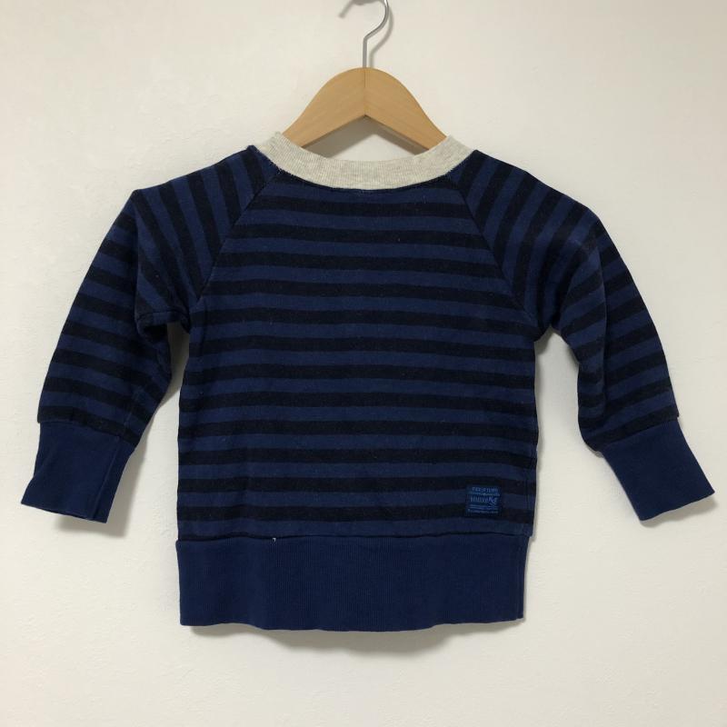 コエ koe トレーナー 長袖 110cm ワンポイント X ストライプ 紺 / ネイビー / X 黒 / ブラック /  ボーイズ USED 古着 中古 10007064