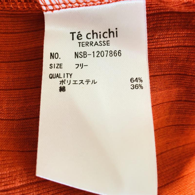 テチチ Techichi カットソー 半袖 プリーツレコTee FREE 無地 橙 / オレンジ /  レディース USED 古着 中古 10007259