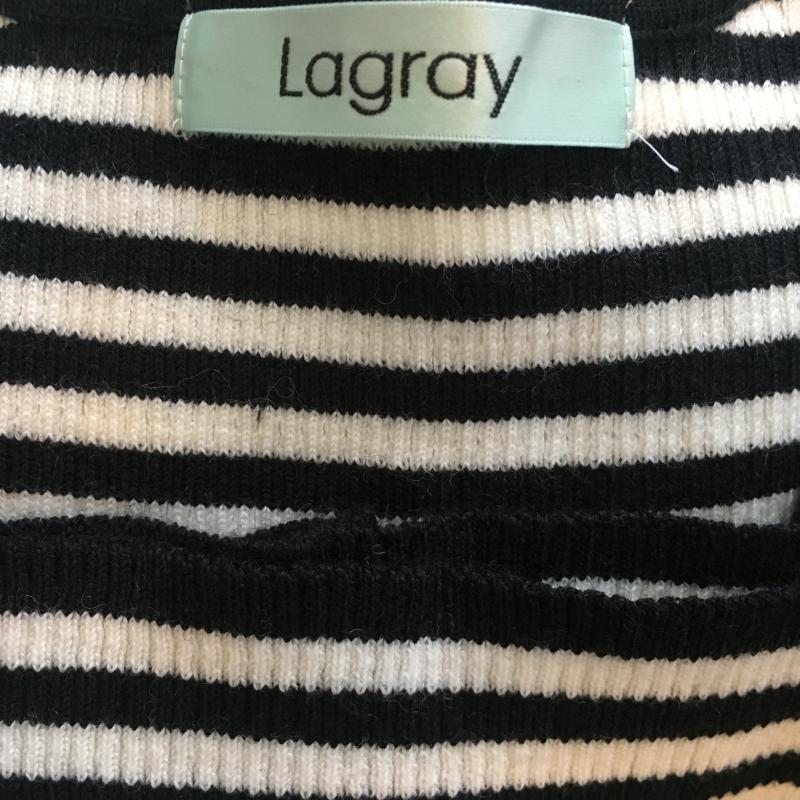 ラグレー Lagray カットソー 長袖 36 ボーダー柄 X 総柄 黒 / ブラック / X 白 / ホワイト /  レディース USED 古着 中古 10007592