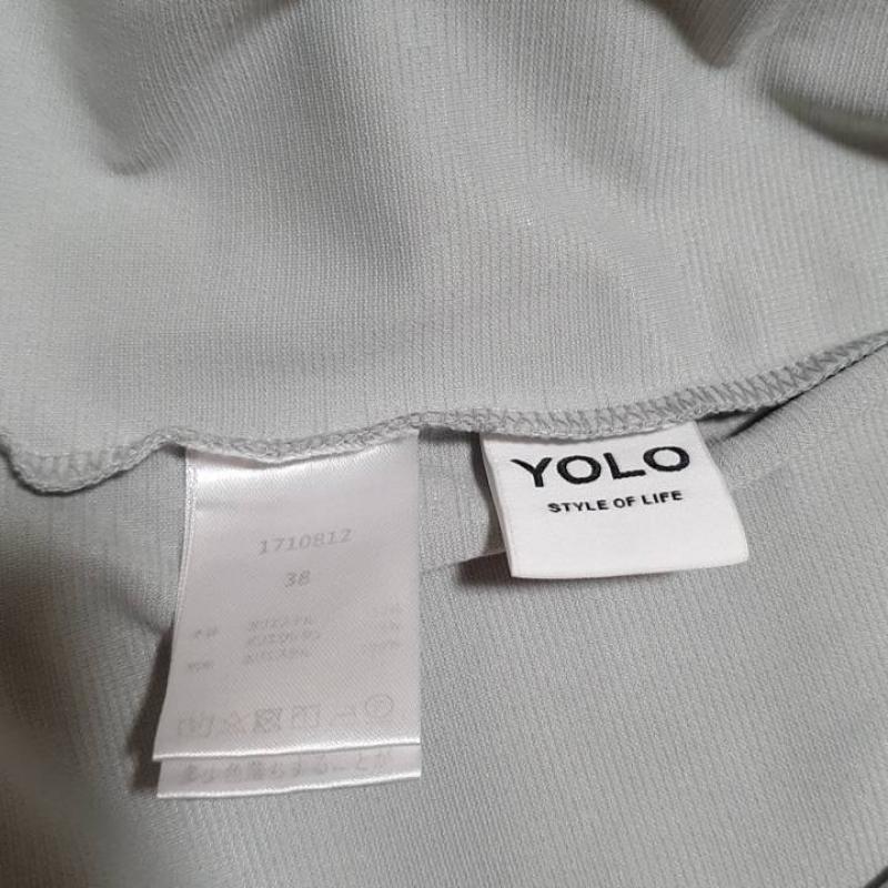 ヨーロ YOLO シャツ、ブラウス 半袖 38 無地 白 / ホワイト / X 緑 / グリーン /  レディース USED 古着 中古 10007601