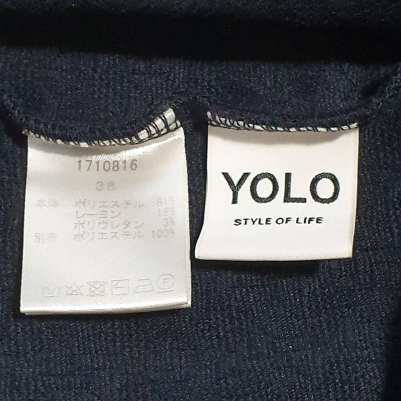 ヨーロ YOLO シャツ、ブラウス 七分袖 38 無地 X 刺繍 青 / ブルー /  レディース USED 古着 中古 10007613