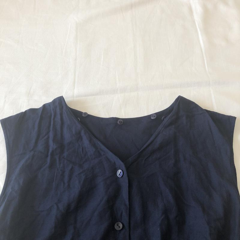 プロポーションボディドレッシング PROPORTION BODY DRESSING ワンピース ひざ丈スカート 襟取り外し可能 3 無地 紺 / ネイビー /  レディース USED 古着 中古 10007979