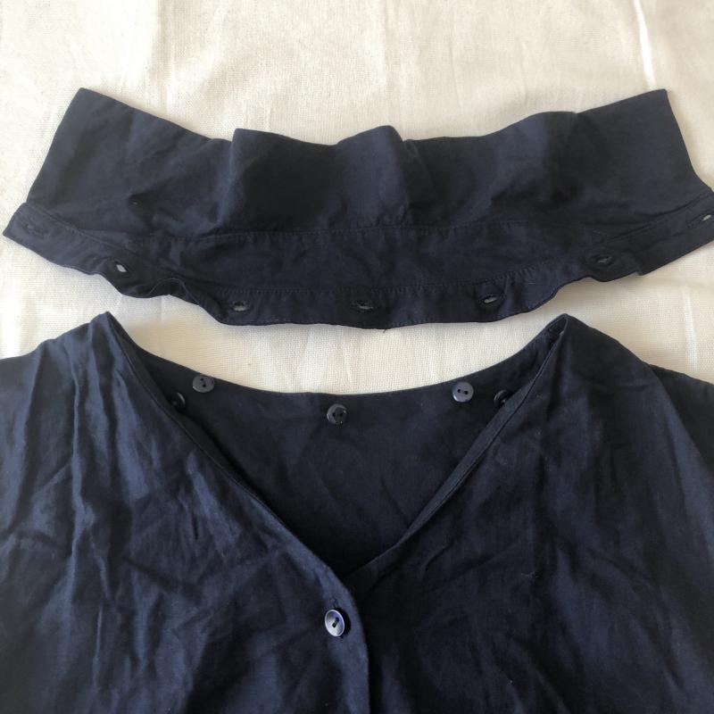 プロポーションボディドレッシング PROPORTION BODY DRESSING ワンピース ひざ丈スカート 襟取り外し可能 3 無地 紺 / ネイビー /  レディース USED 古着 中古 10007979