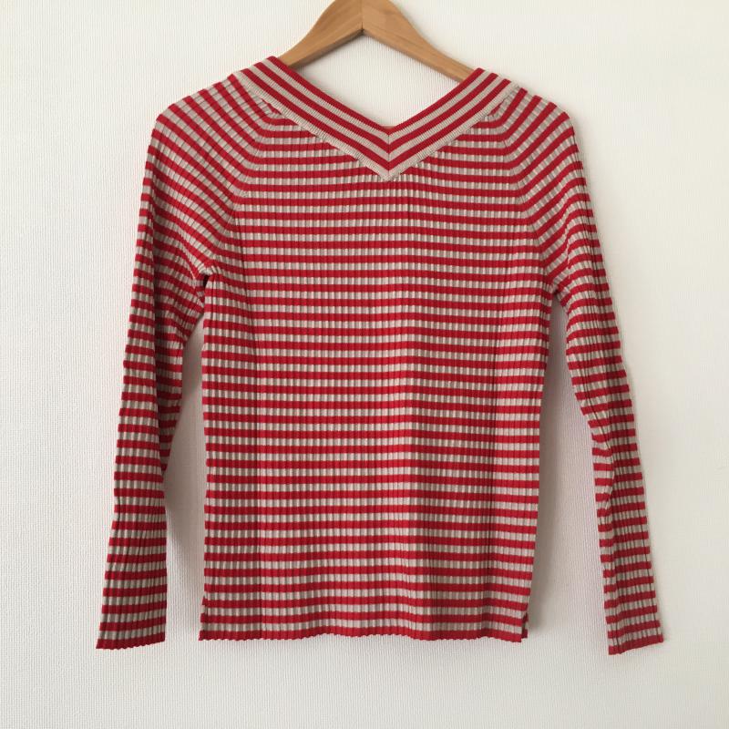 トラッゾドンナ Torrazzo Donna カットソー 長袖 ボーダー柄 X 総柄 赤 / レッド / X ベージュ / ベージュ /  レディース USED 古着 中古 10008205