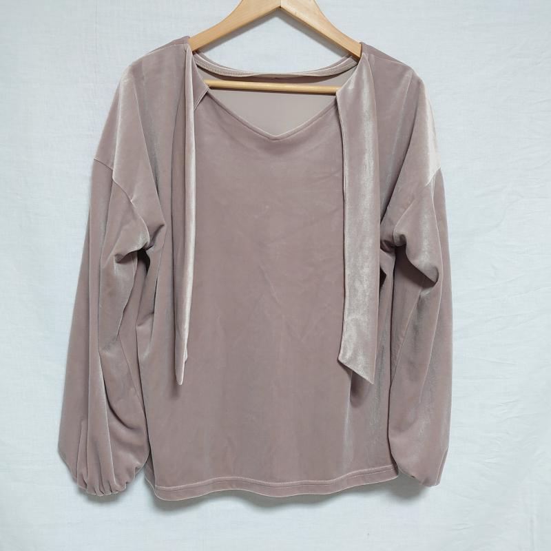 スタイルノート StyleNote カットソー 長袖 無地 灰 / グレー / X ベージュ / ベージュ /  レディース USED 古着 中古 10008221