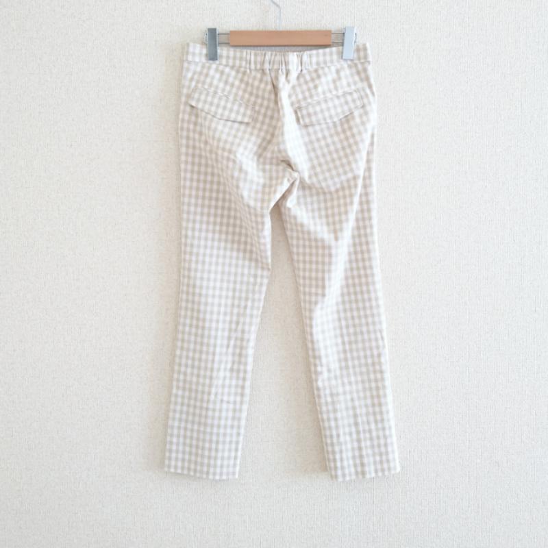 ルスリー L'SULLY パンツ チノパン 38 チェック 白 / ホワイト / X ベージュ / ベージュ /  レディース USED 古着 中古 10008419