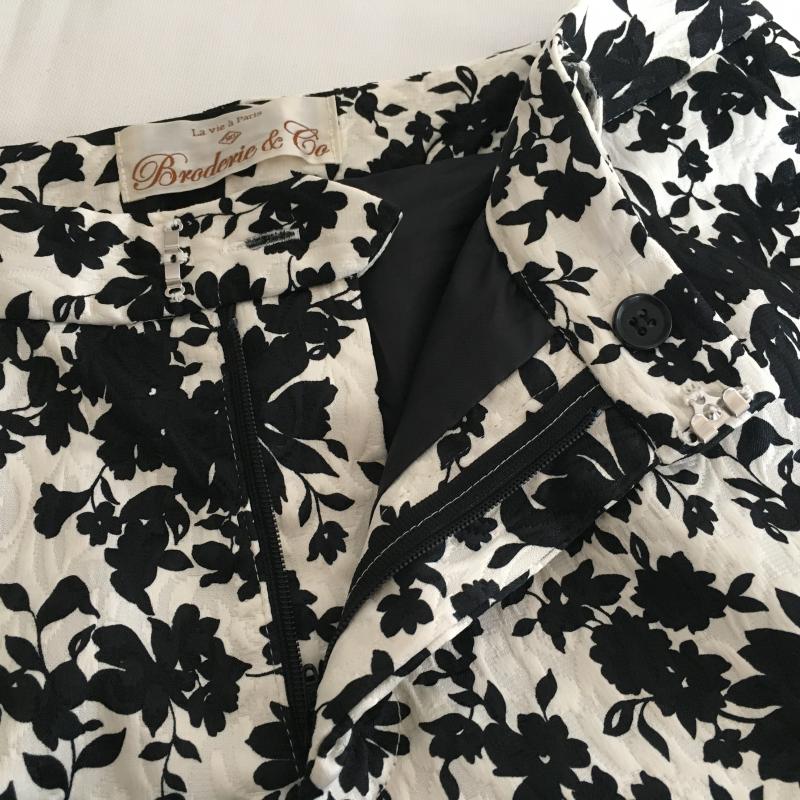 ブロードゥリー&コー Broderie & Co パンツ ショートパンツ 38 花柄 白 / ホワイト / X 黒 / ブラック /  レディース USED 古着 中古 10008621