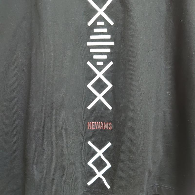ニューアムス NEWAMS カットソー 半袖 M プリント X 無地 白 / ホワイト / X 黒 / ブラック /  メンズ USED 古着 中古 10009287