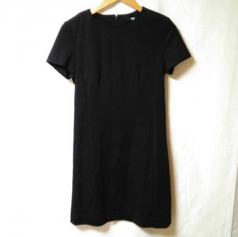 ユニクロ UNIQLO ワンピース ひざ丈スカート M 無地 黒 / ブラック /  レディース USED 古着 中古 10009728