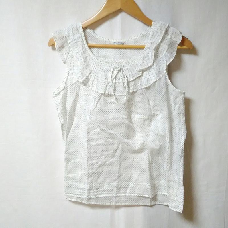 テチチ Te chichi カットソー 半袖 M ドット 白 / ホワイト / X 黒 / ブラック /  レディース USED 古着 中古 10009735