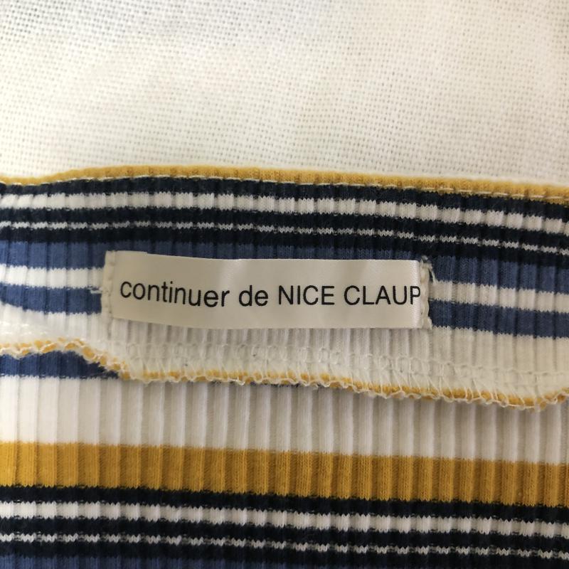ナイスクラップ NICE CLAUP カットソー 半袖 FREE ボーダー柄 白 / ホワイト / X 青 / ブルー / X 黄 / イエロー /  レディース USED 古着 中古 10009780