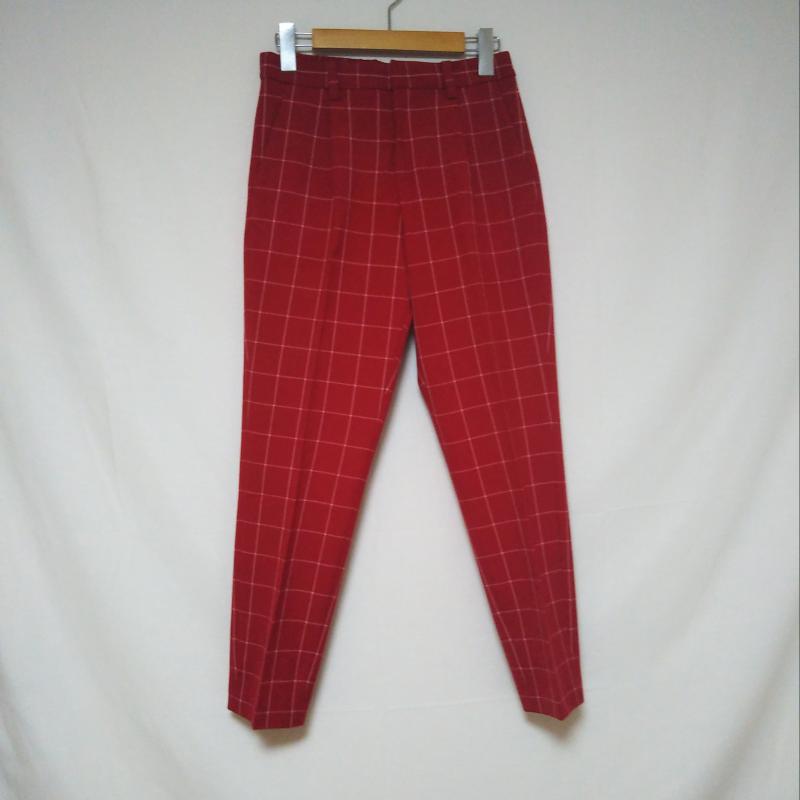 イネド INED パンツ スラックス チェック 白 / ホワイト / X 赤 / レッド /  レディース USED 古着 中古 10009965