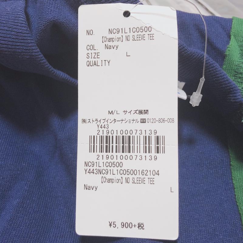 チャンピオン Champion カットソー 半袖 ノースリーブ L 無地 X  X ワンポイント 緑 / グリーン / X 紺 / ネイビー /  レディース USED 古着 中古 10010115