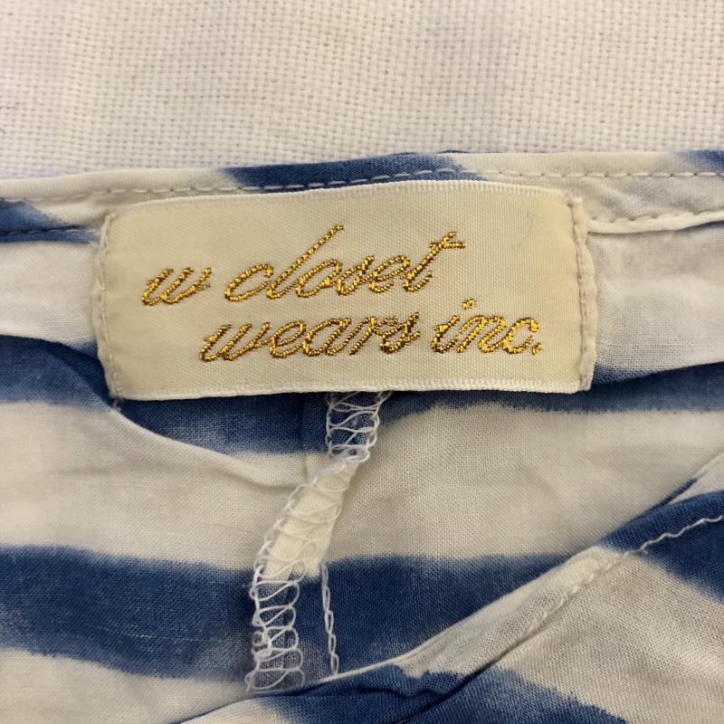 ダブルクローゼット w closet カットソー 半袖 FREE ボーダー柄 白 / ホワイト / X 青 / ブルー /  レディース USED 古着 中古 10010169