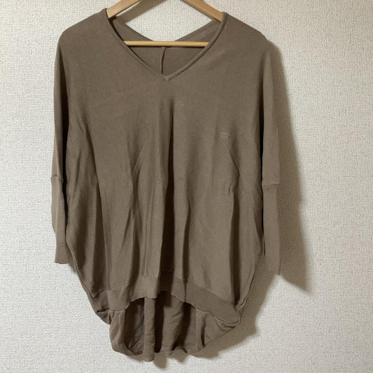 ドナマリー DONA MARIE ニット、セーター 七分袖 フィッシュテールニット 36 無地 茶 / ブラウン /  レディース USED 古着 中古 10010253
