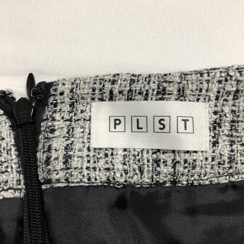 プラステ PLST スカート ひざ丈スカート L 幾何柄 白 / ホワイト / X 黒 / ブラック /  レディース USED 古着 中古 10010608