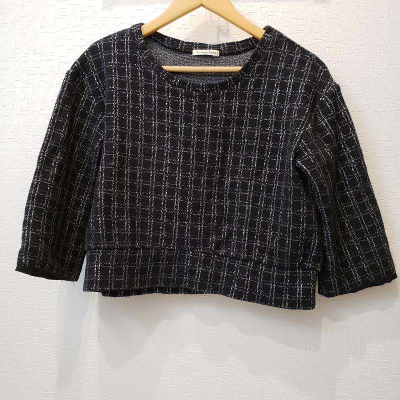 ルクールブラン le.coeur blanc カットソー 七分袖 チェック 黒 / ブラック / X 白 / ホワイト /  レディース USED 古着 中古 10011111