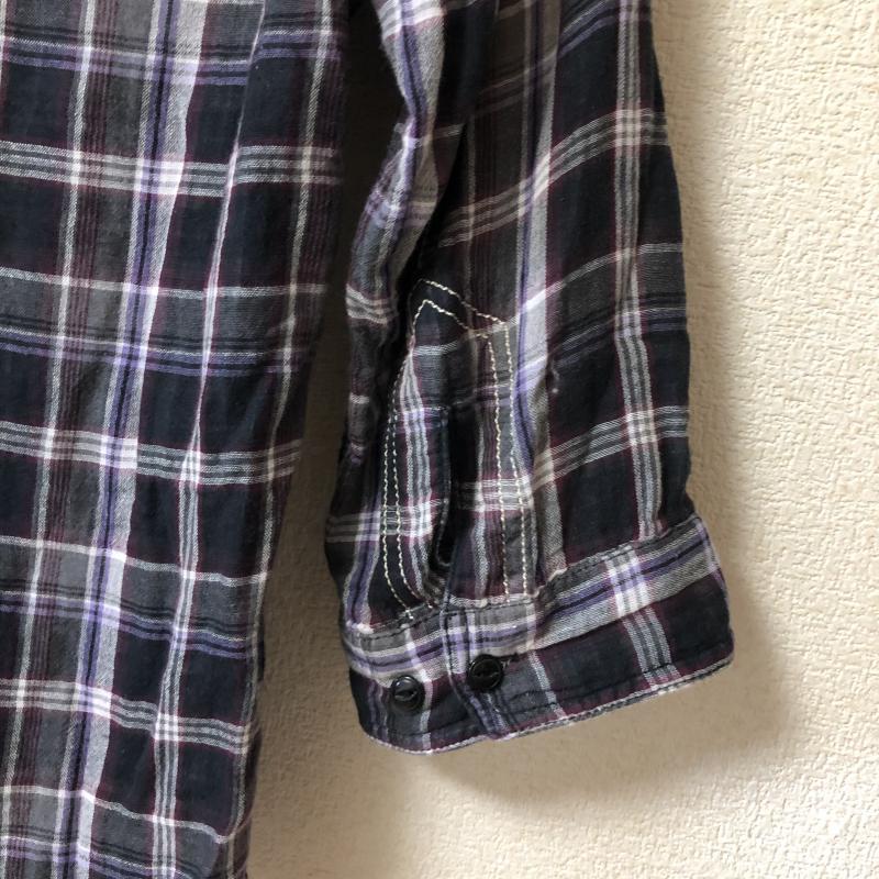 ビームス ハート BEAMS HEART シャツ、ブラウス 七分袖 S チェック 黒 / ブラック / X 白 / ホワイト / X 紫 / パープル / X マルチカラー / マルチカラー /  メンズ USED 古着 中古 10011219