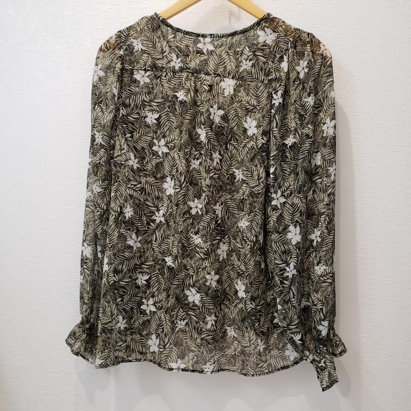 アズールバイマウジー AZUL BY MOUSSY カットソー 長袖 S 総柄 X 花柄 白 / ホワイト / X 黒 / ブラック / X 緑 / グリーン /  レディース USED 古着 中古 10011419