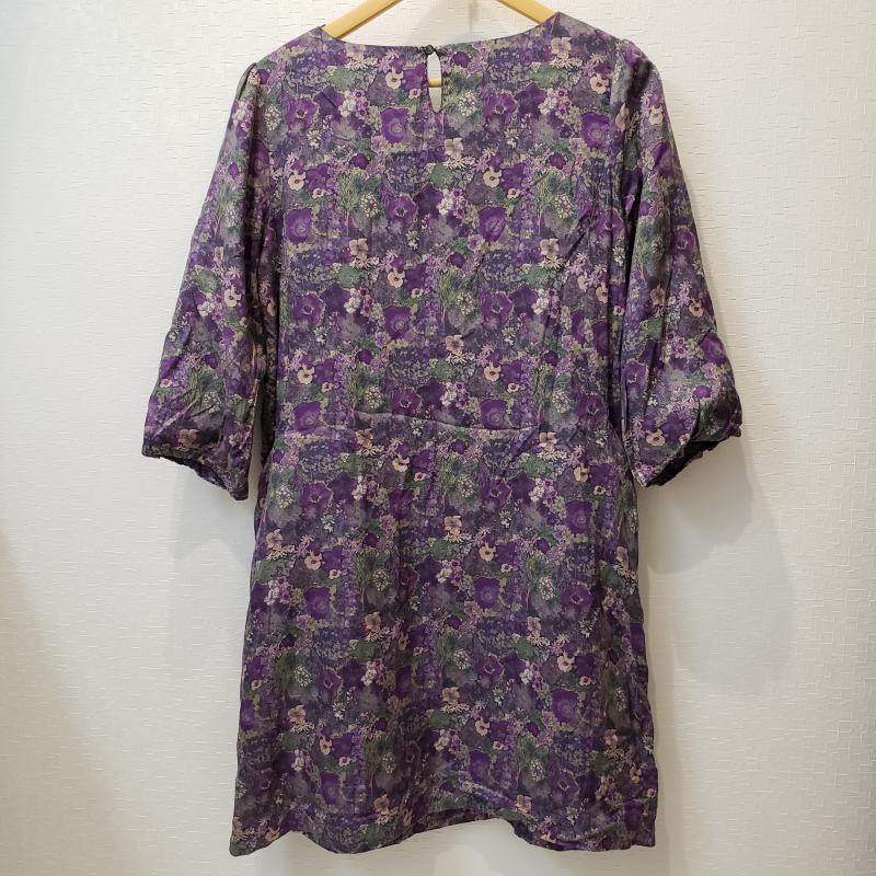 テチチ Te chichi ワンピース ひざ丈スカート M 花柄 紫 / パープル / X 緑 / グリーン /  レディース USED 古着 中古 10011435
